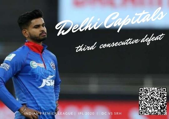 Delhi Capitals third consecutive defeat