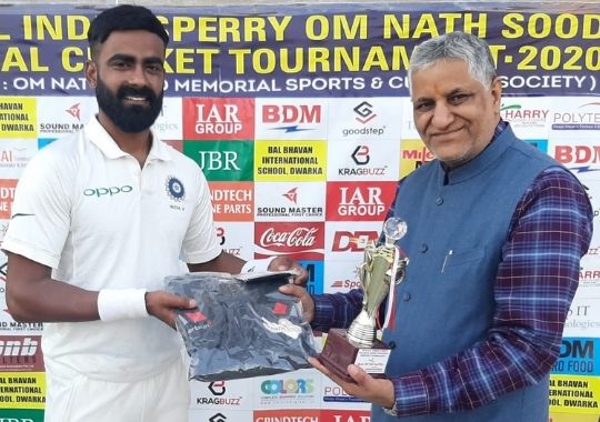 Kulwant Khejroliya's deadly bowling, in the final of the LB Shastri Club Om Nath Sood Cricket