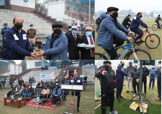 Inauguration of 5 newly constructed cricket pitches organized by Fit India Cyclothane at Karnail Singh Stadium